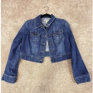 Old Navy Maternity Cropped Denim Jacket Blue Medium Wash XS Pregnancy Fall Layer
